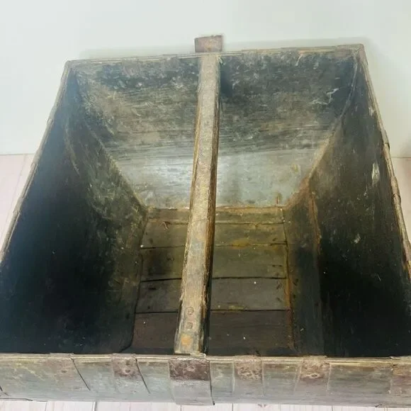 Antique Chinese Rice Grain Harvest Basket Bucket Scoop Measure Wood Baskets & Bins